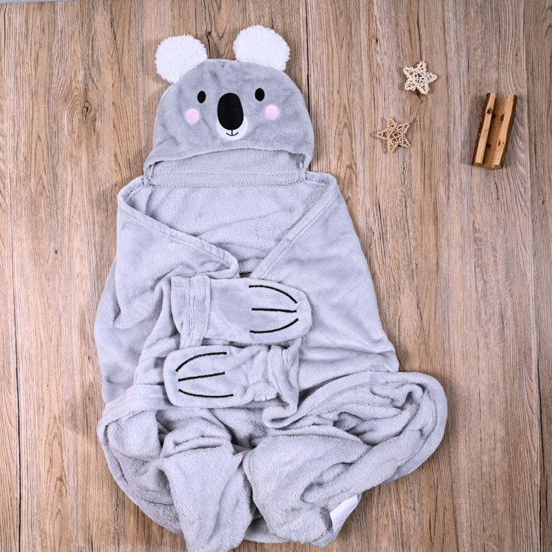 外贸欧美宝宝珊瑚绒超柔软盖儿童披毯披肩毛毯子考拉造型被子午睡