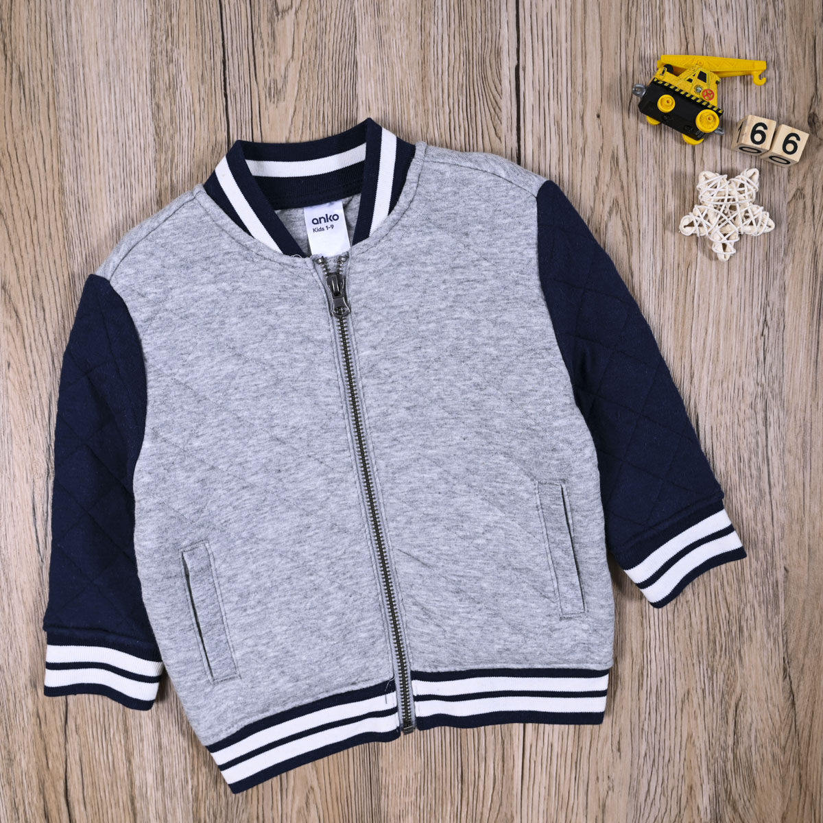 外贸欧美 男宝秋冬款薄夹棉长袖开衫外套 男童帅气棒球服拉链衫