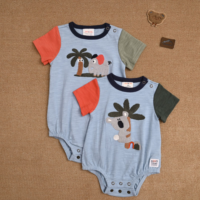 外贸欧美男宝夏季纯棉短袖三角爬服婴儿包屁衣哈衣baby bodysuit图片