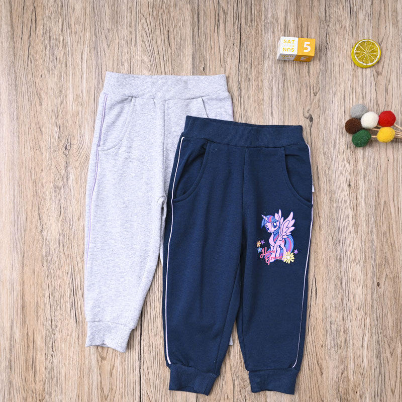 国内单 女宝春秋哈伦裤运动裤卫裤长裤子 女童毛线圈休闲裤小脚裤