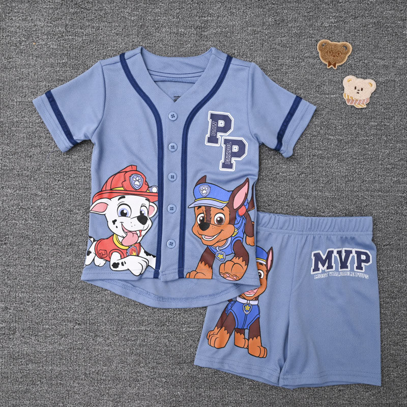 W外贸欧美 男宝夏季速干短袖T恤上衣 男童短裤平角裤子两件套装