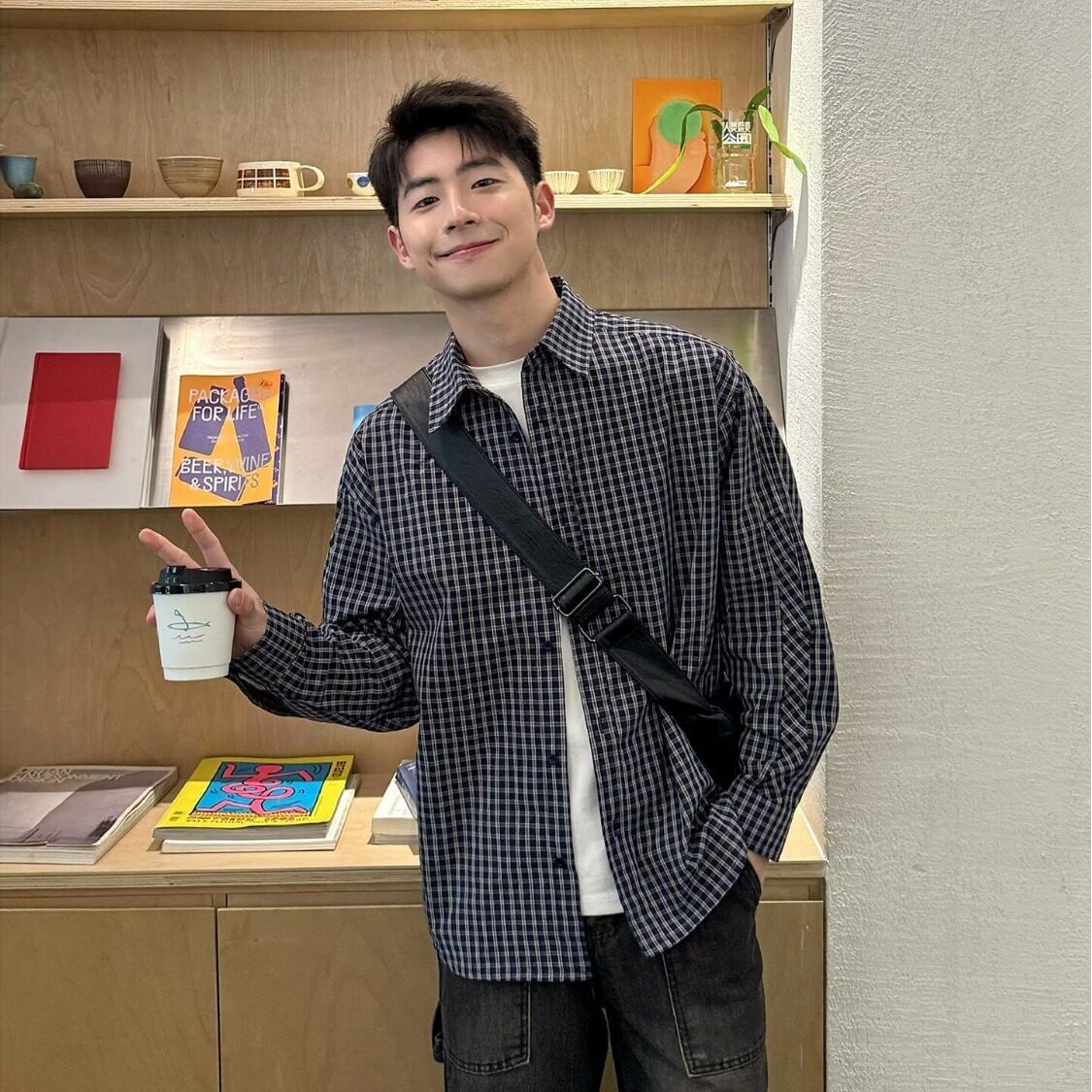 春秋日系复古基础款格子衬衫男女衬衫