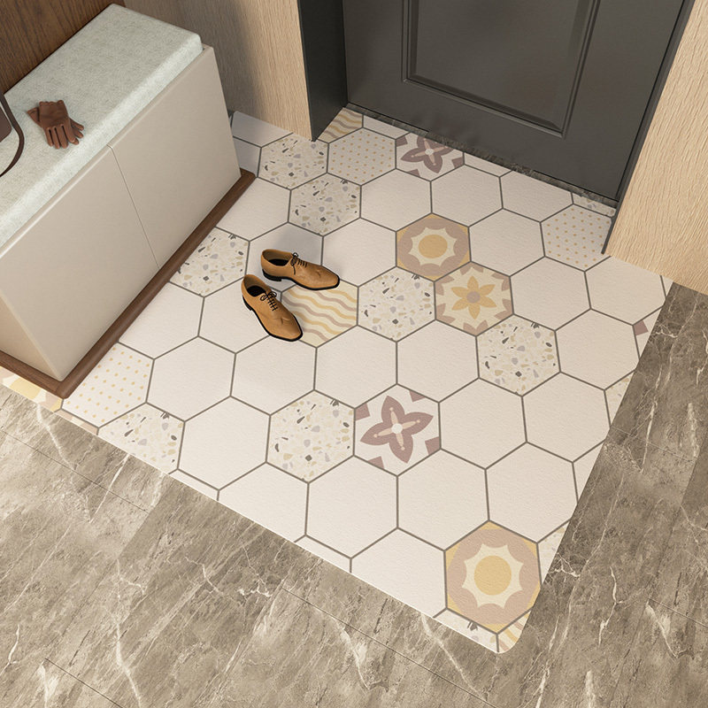 皮革地垫简约几何PVC可擦洗进门垫加厚防水家用门口入户蹭脚垫软,居家布艺,家用脚垫,淘宝优惠券,粉丝福利购,淘宝优惠卷