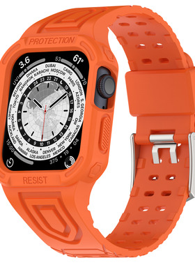 适用applewatch7苹果手表一体式表带s9iwatch8运动硅胶iwatchs/applewatchs半包保护壳iPhonewatch代s8s7透气