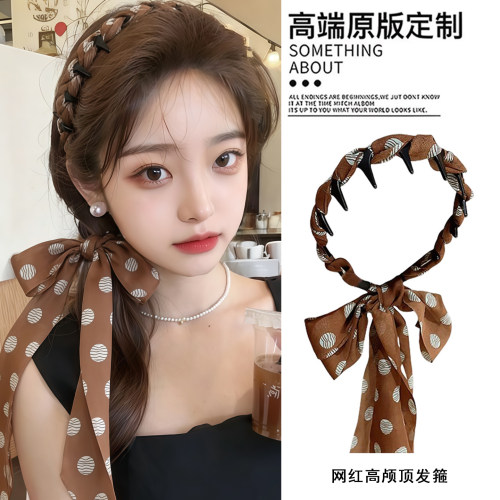 复古飘带发箍女带齿高颅顶