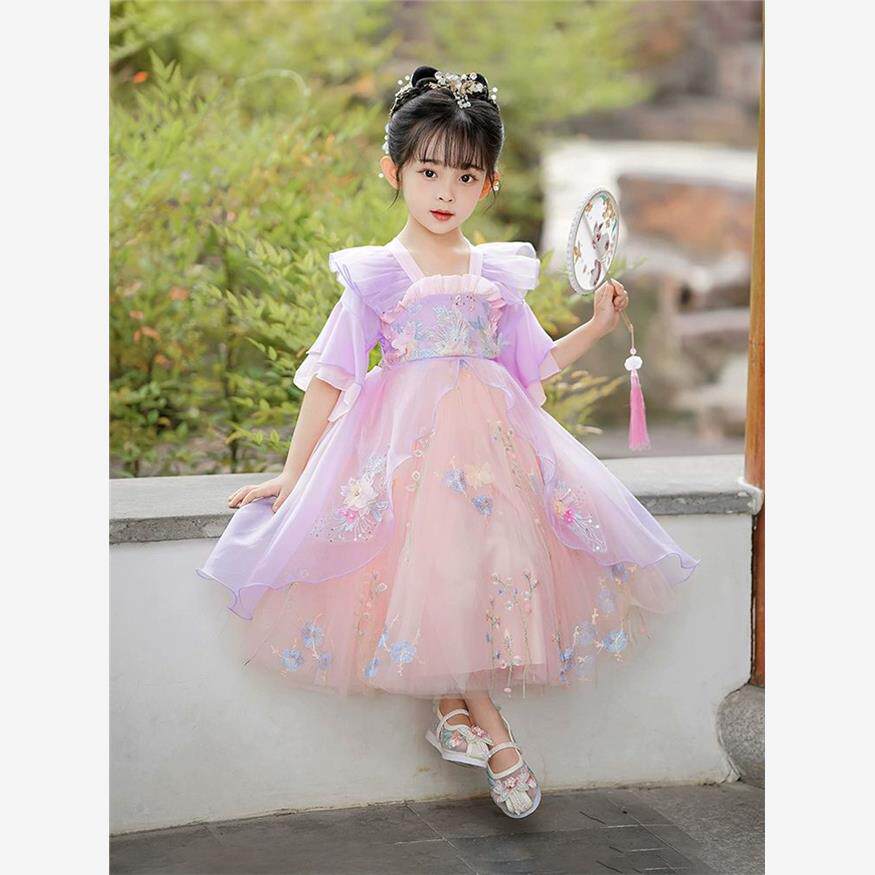 高端6岁8女童古风端午节汉服夏2024新款连衣裙超仙唐装儿童古装10