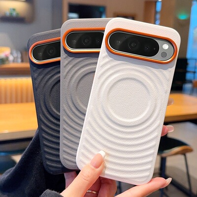 适用谷歌pixel9手机壳piexl9pro高级感google9proxl波漾纹xl素皮pixe9a保护套pixle时尚皮质por磁吸case新款