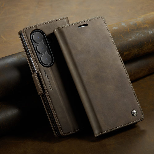 适用三星zfold7手机壳w26心系天下商务皮质z7翻盖式真皮套fold七代zf前后带盖flod7磁扣f9660插卡槽钱包W9026