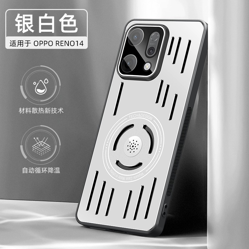 适用opporeno14pro手机壳reno14高级感磨砂oppo散热降温oporeno全包镜头膜后壳ooporeno超薄opρo车载磁吸por