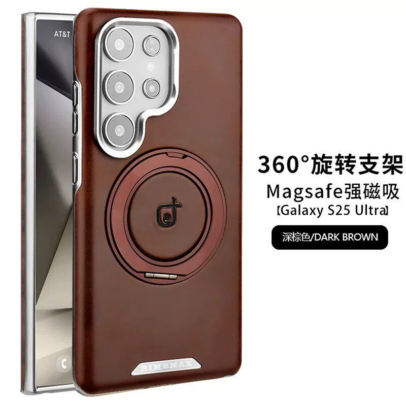 适用三星s26手机壳galaxys26ultra商务电镀皮革s25+全包保护壳s25十s26u高端皮质uitra磁吸s9480旋转支架9420