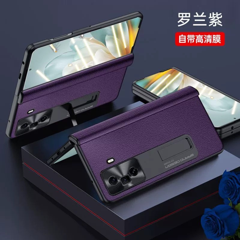 适用荣耀magicvs3手机壳magic vs3高端真皮mgicvs侧铰链转轴FLC一AN00防窥钢化膜FLCAN带支架maigcvs壳膜一体