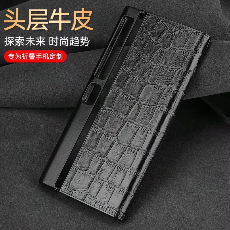 适用华为matexs2手机壳mate xs 2商务鳄鱼纹真皮xs2代典藏版折叠屏翻盖支架保护壳mata防摔魅特sx2超薄皮纹mt
