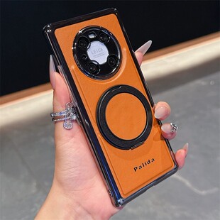 适用华为mate40pro手机壳mata40时尚 电镀素皮m40e全包保护套meta超薄软边mt40epro皮革ma旋转支点支架met迈特