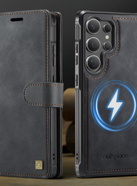 适用三星s26ultra手机壳s26+商务s25plus侧翻盖式s25分体磁吸皮套s26十双面全包uitra折叠支架u加插卡套utral