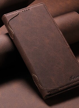 适用三星s26ultra手机壳s25utral商务s26u翻盖式皮套s24uitra双面全包s23utra搭扣s9480磁吸充电插卡槽s9380