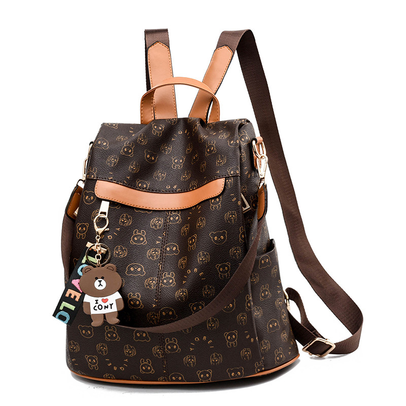 背包女双肩2021新款时尚旅行双肩包女小包ins超火皮质大容量女士