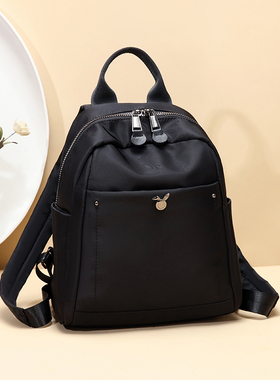 女士双肩小背包小型旅行轻便出游洋气贝壳双肩包通勤黑色双肩背包