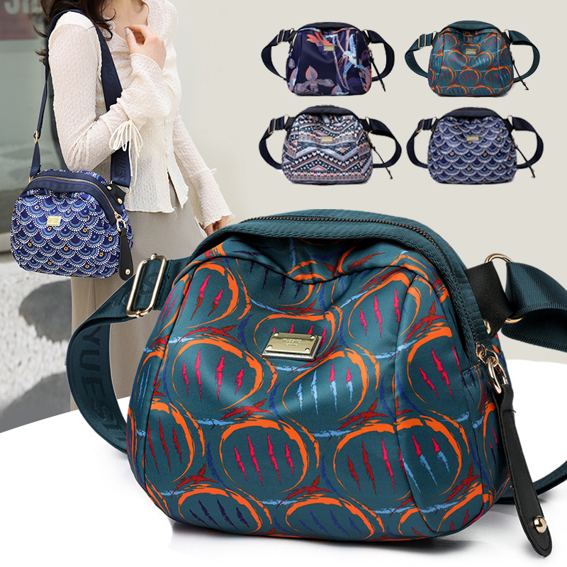 贝壳包包女包斜挎包大容量休闲防水尼龙牛津布印花单肩包腰挎小包