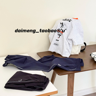 130-165码出口韩春夏款男女童中大童两色纯色柔软束脚速干运动裤