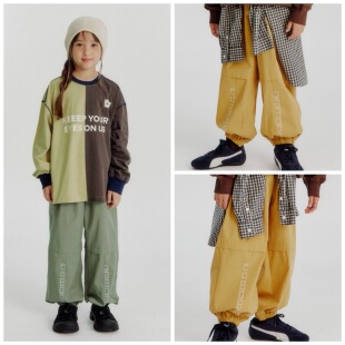 130 出口春夏款 男女童两色松紧腰字母速干束脚运动裤 可亲子 160码