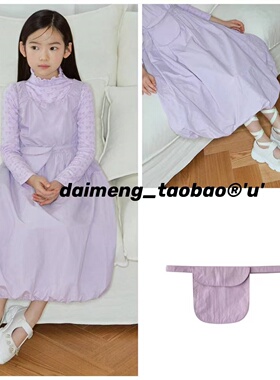 110-150码出口韩夏款女童中大童紫色方领柔软纯色花苞背心连衣裙