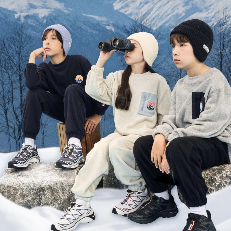 120-165码出口韩冬款男女童中大童三色摇粒绒卫衣运动裤分开卖