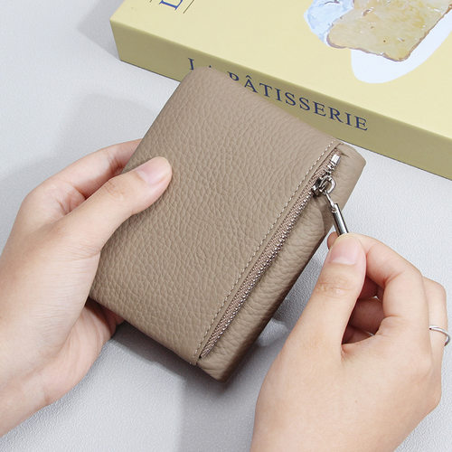 新款头层牛皮女士钱包真皮短款多