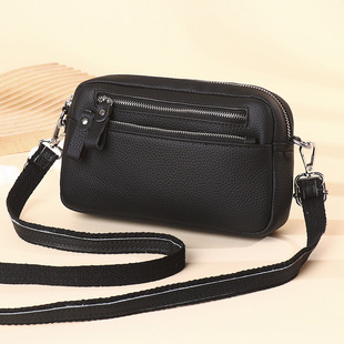 真皮多格层女软皮手机包妈妈款斜挎包百搭单肩轻便小挎包手拿包