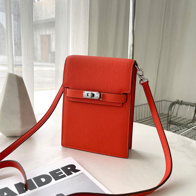 手机包锁扣小都市简约真皮纯牛皮