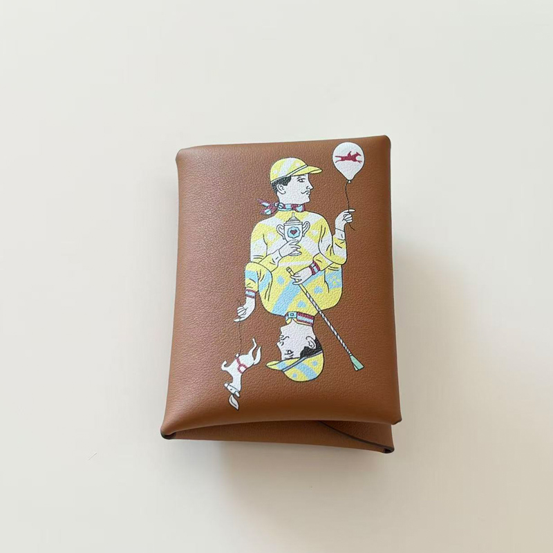 彩绘卡包女士真皮对折零钱包