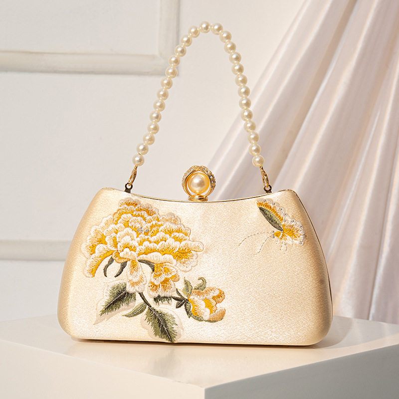 新中式刺绣花朵包旗袍手提包晚礼
