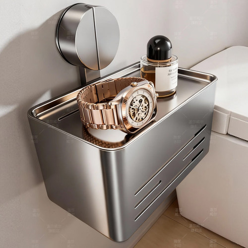 温莎太空铝浴室强力吸盘纸巾架