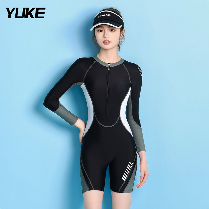 泳衣女2025新款连体保守长袖冲浪夏游泳馆专用业竞速训练装泡温泉
