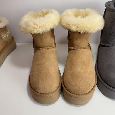 2025冬季新款羊皮毛一体厚底雪地靴女加绒高筒增高棉鞋基础款女鞋