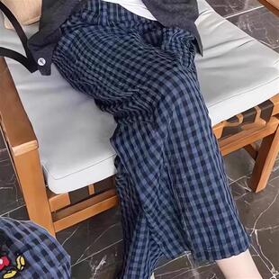 睡裤女米奇格子裤春夏季薄款休闲裤居家裤学生秋天可外穿遛弯裤子