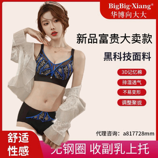 向大大新款刺绣无钢圈内衣女小胸聚拢调整收副乳大胸显小套装夏季
