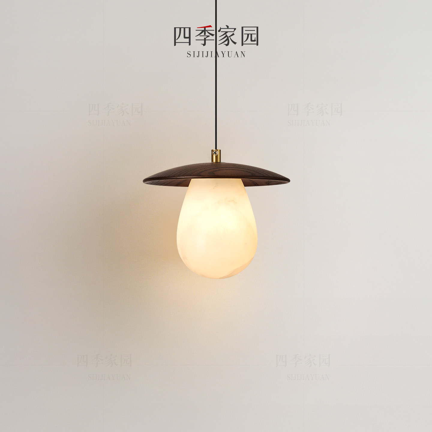 宋氏美学卧室床头小吊灯全铜云石新中式餐厅吧台过道玄关吊线灯具图片