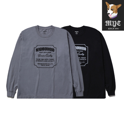 NEIGHBORHOOD NH . TEE LS-8 植绒印花棉感针织长袖T恤上衣 25AW