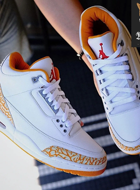 Air Jordan AJ3 白橙男女复古运动休闲中帮篮球鞋 CK9246-101