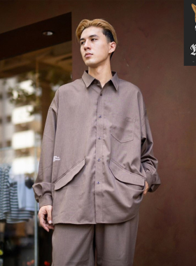 FRESH SERVICE WOOLY TWILL TECH 男款胸前口袋休闲长袖衬衫