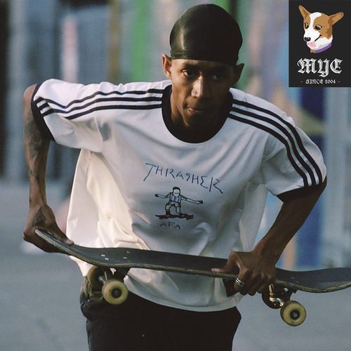 阿迪达斯Adidas THRASHER x AFA ARGENTINA联名款滑板休闲短袖T恤