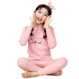女童保暖秋衣秋裤宝宝全棉毛衫大童睡衣儿童内衣套装纯棉女孩春秋