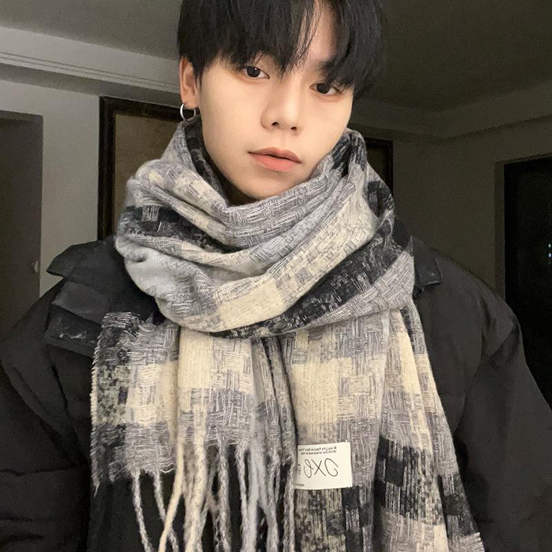 冬季韩版渐变男士围巾保暖
