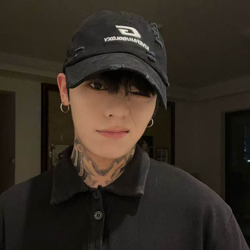 2025新款美式复古做旧破洞鸭舌帽