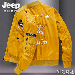 JEEP吉普春秋季飞行员夹克男工装大码宽松外套男ma-1潮牌刺绣棒球