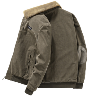 JEEP吉普灯芯绒外套男冬季工装大码宽松棉服加绒加厚潮流复古夹克