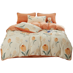 ab面纯棉加绒被套单件学生宿舍单面绒法兰绒牛奶绒全棉珊瑚绒被罩