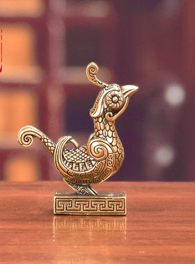 黄铜纯铜工艺品摆件茶桌书桌办公桌小动物手把件铜雀鸟礼品装饰品