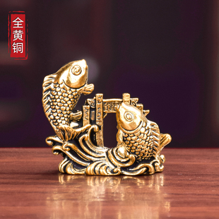 纯黄铜鲤鱼跃龙门摆件锦鲤鱼家居客厅办公室茶桌茶宠摆铜工艺礼品