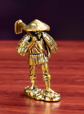 黄铜劳作老人金属创意摆饰铜器老翁骑驴纯铜工艺品手工艺品纯摆件